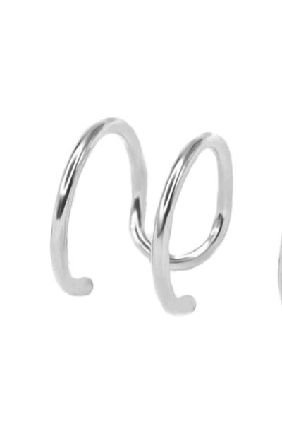 CASELN Yeni Moda Deliksiz Çift Sargılı Kıkırdak Görünümlü Gümüş Küpe