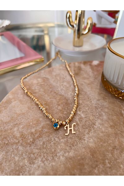 Trendy Butik قلادة دوريكا مع حرف H وتفاصيل عين الشر