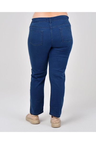 BİrHoşButik Large Size High Waist Embroidered Lycra Ankle Length Designed New Season Light Blue Jeans