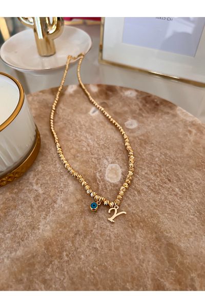 Trendy Butik قلادة دوريكا مع حرف Y وتفاصيل عين الشر