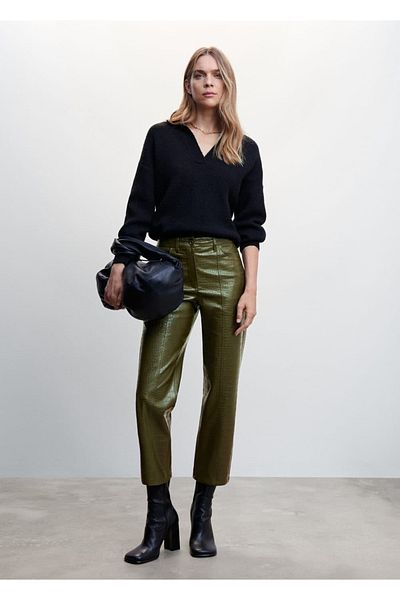 MANGO Woman Faux Leather Trousers