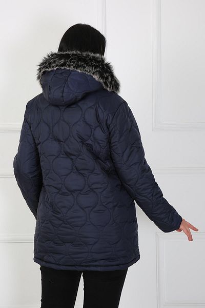By Alba Collection Women's Navy Blue Bag Pocket Quilted Wool Large Size Coat