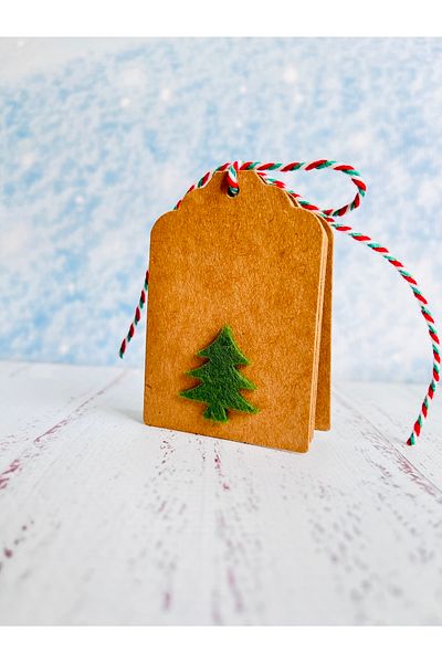 t tuğset etiket Kraft Label / felt Pine Tree Patterned Kraft Label 5 Pieces