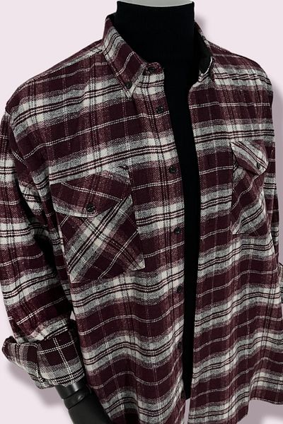 Marca Uno Men's Double Pocket Lapel Buttoned Plus Size Lumberjack Winter Shirt
