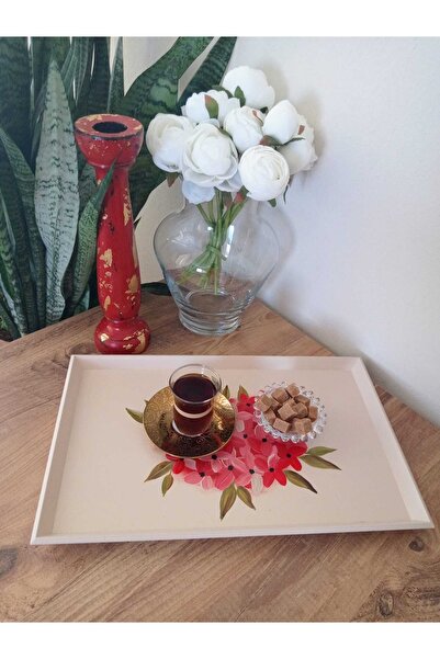 ASLI Hand Painted Small Size Wooden Tea, Coffee, Promise Engagement Decorativ...