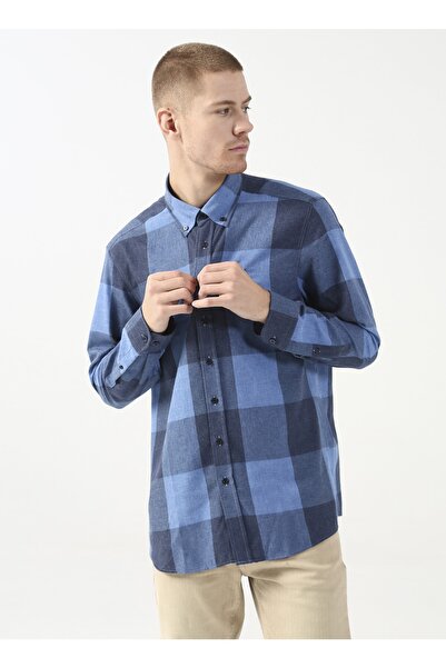 U.S. Polo Assn. Чоловіча сорочка з ґудзиками та коміром, синя