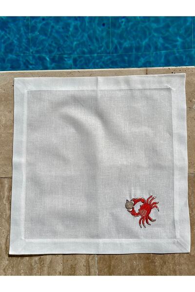 Klas Home Decor منديل كتان فرنسي مطرز بالبحر