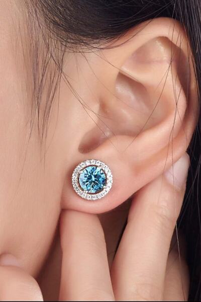 Crystal Diamond Zirconia 1 Carat Tektaş Safir Küpe