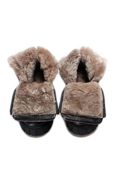 Ayakkabıhane Γνήσιο δέρμα Unisex Παιδικές Κλασικές Μπότες με Ασημένιο Φερμουάρ με Γούνα Εσωτερικά Ah 0776911241125