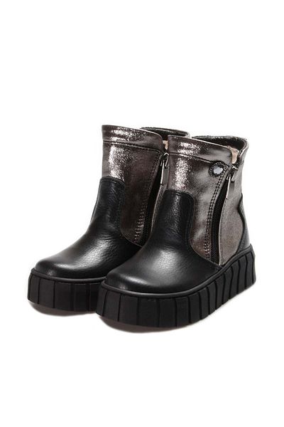 Ayakkabıhane Γνήσιο δέρμα Unisex Παιδικές Κλασικές Μπότες με Ασημένιο Φερμουάρ με Γούνα Εσωτερικά Ah 0776911241125