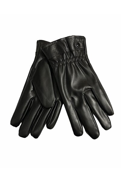 modaroyal Suni Içi Peluş Deri Eldiven Bayan Düğme Detay