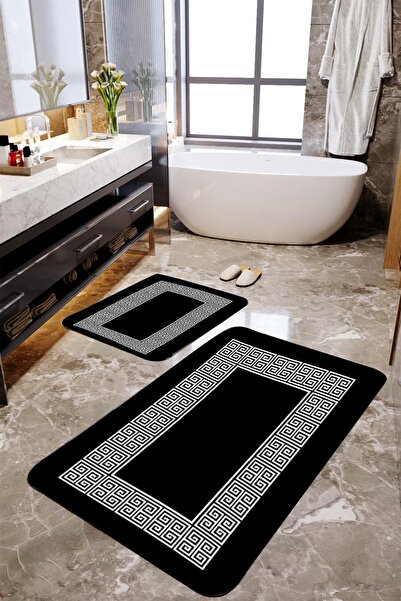 MEKTA HOME Set covorașe de baie din 2 piese negre Mktbp-038 60x100/50x60