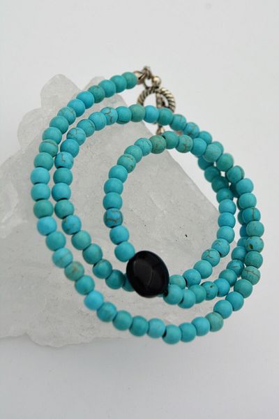 Stoneage Onyx And Turquoise T Lock Healing Necklace