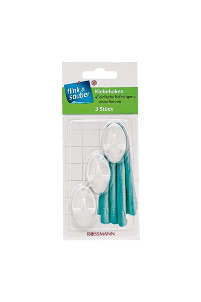 Flink Sauber Flink & Sauber Adhesive Hanger Oval, White 3-Piece