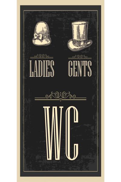 Hayat Poster Wc (10 Cm X 20 Cm) Mini Retro Ahşap Poster