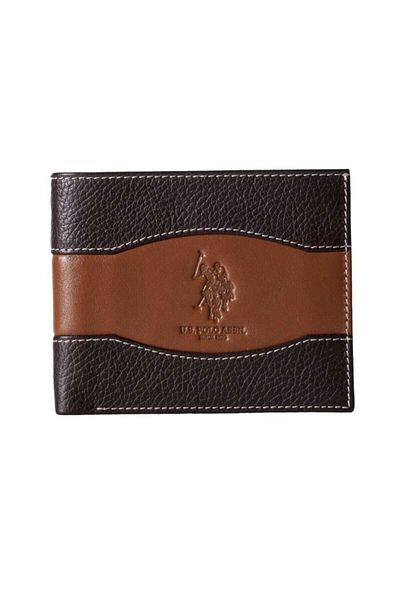 U.S. Polo Assn. Ανδρικό πορτοφόλι από γνήσιο δέρμα καφέ