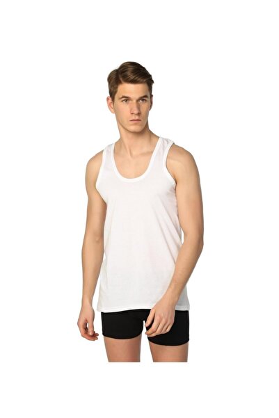 Tutku Men's White Pack Ribana Classic Tank Top 5 Pack
