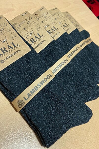 Ervanur Kral Black Winter Wool Men's Socks 12 Pack