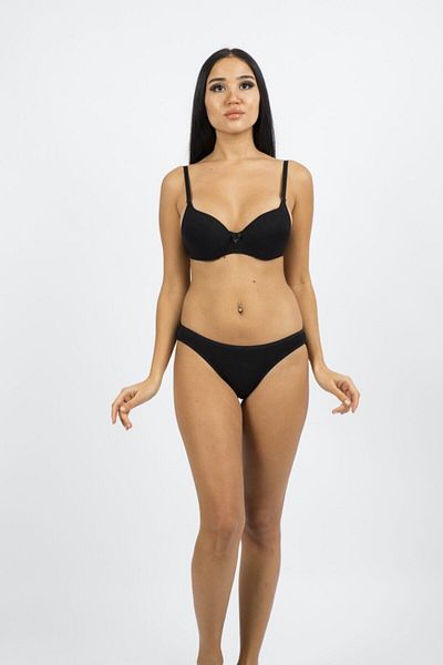 NurPeri İç Giyim Σετ εσώρουχα Push-up Underwire Μαύρο Μπαμπού Flat με Στήριγμα