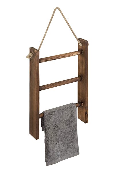 Alyones Mini Rustik Ahşap Asma Halatlı El Havlusu Merdiveni