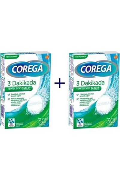 Corega 3 Dakikada Temizleyici 30 Tablet 2'Li Paket
