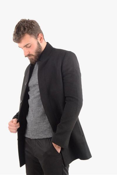 Luppo Club Ανδρικό παλτό Judge Collar Stamp Μαύρο