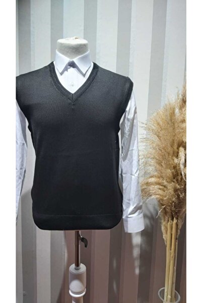 MaviMoure سترة سوداء للرجال برقبة على شكل حرف V