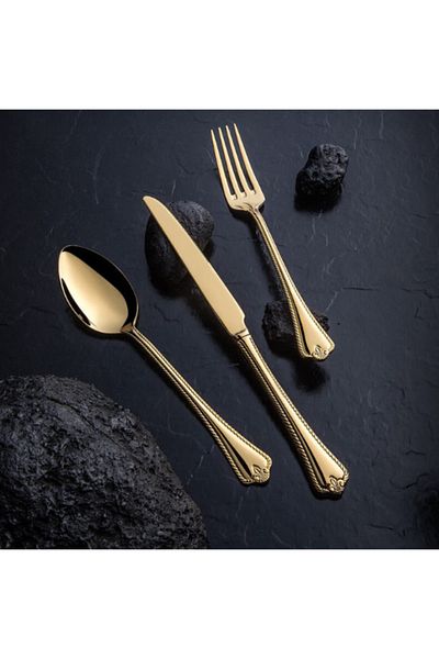 Nehir Fulya Tıt Gold 89P Leather Boxed Cutlery Set
