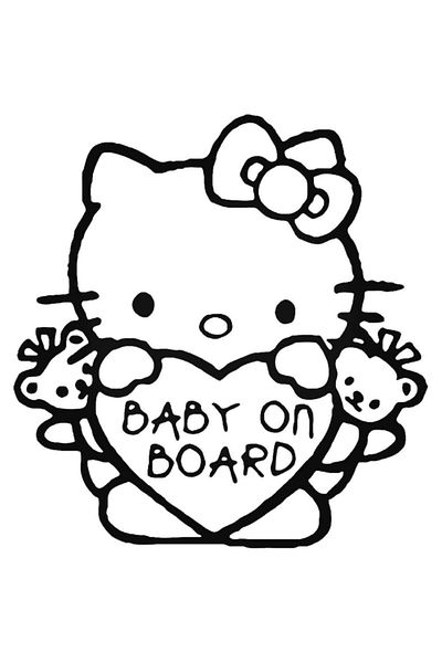 Universal Hello Kitty There's a Baby in the Car 1 Αυτοκόλλητο Αυτοκόλλητο Αυτοκόλλητο Τοίχου Αυτοκινήτου 20 εκ.