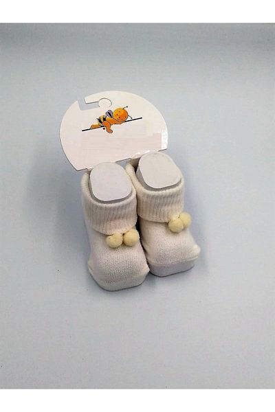 Minidamla Baby Cream Gift Socks with Pompom