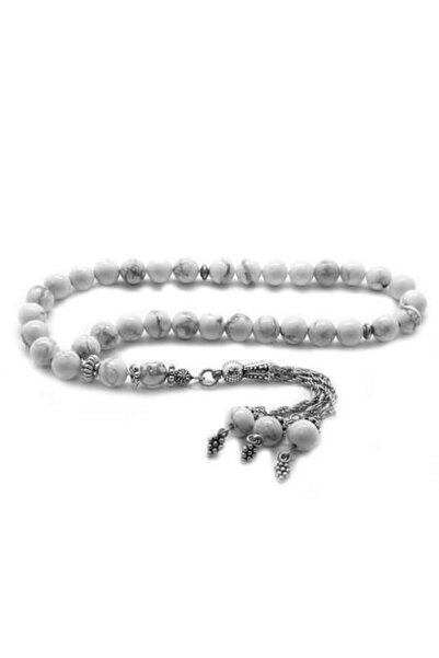 EbruHome مسبحة صلاة من الحجر الطبيعي المقاوم للتشويه ومزينة بشراشيب معدنية