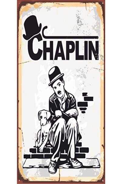 Hayat Poster Charlie Chaplin Mini ρετρό ξύλινη αφίσα - 10 cm x 20 cm