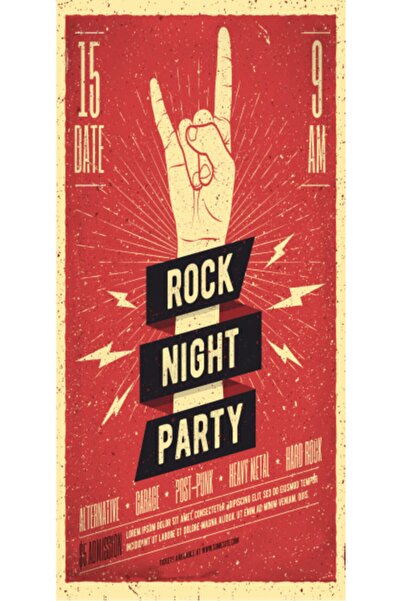 Hayat Poster Rock Party Mini - Ρετρό ξύλινη αφίσα 10 cm x 20 cm