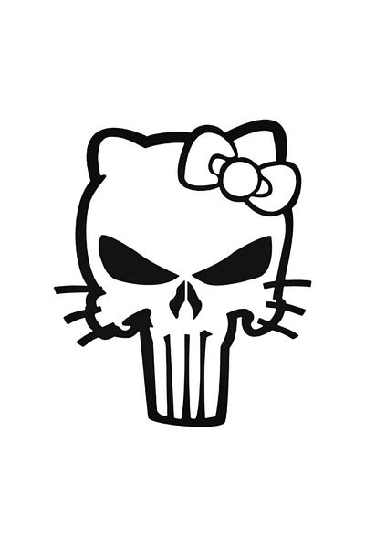 Universal Αυτοκόλλητο τοίχου Hello Kitty Punisher Skull ticker Car Auto Rigging 20cm