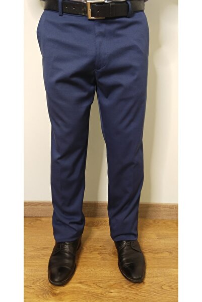 wontilotte Erkek Indigo Gabardin Likralı Regular Fit Keten Pantolon