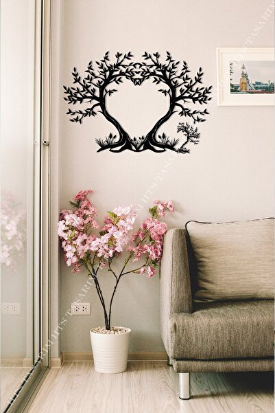 HTS TASARIM Kalp Ağaç Duvar Tablosu 75x50cm - Ahşap Dekoratif Modern Duvar Sü...
