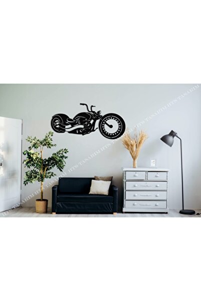 HTS TASARIM Motosiklet Duvar Tablosu 75x40cm - Ahşap Dekoratif Modern Duvar S...