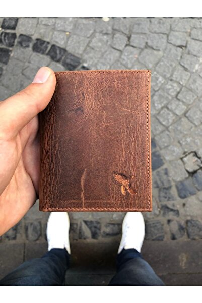 Karalı Deri Karali Deri Klasik Crazy Ince Açık Eskitme Kahverengi Erkek Cüzdanı