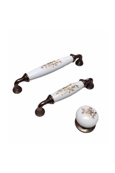 bablife Porcelain Look Sıla 96mm Antique Copper Luxury Drawer Cabinet Furniture Handles