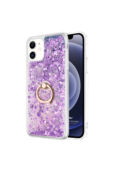 Microsonic Apple Iphone 12 Mini Kılıf Glitter Liquid Holder Mor