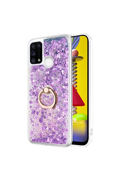 Microsonic Samsung Galaxy M31 Kılıf Glitter Liquid Holder Mor