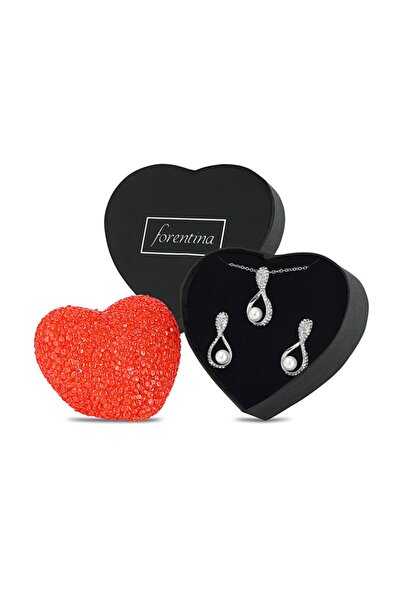 Forentina Kadın Tasarım Kolye Küpe Set Kalpli Led Lamba - Ps168700tr