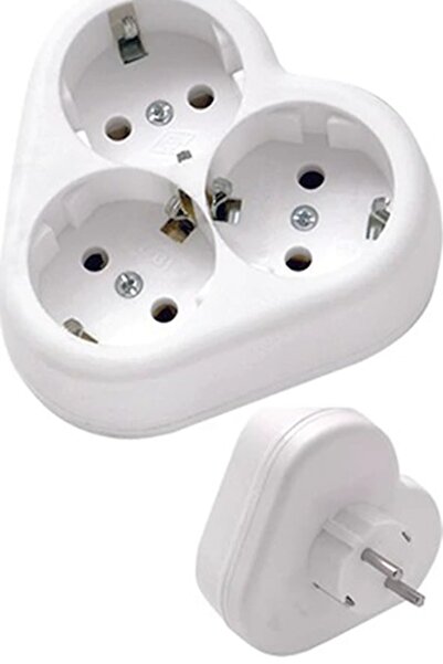 MOBEE 101-03p Papatya Golyat Kablosuz 3'lü Topraklı Üçlü Priz Çoğaltıcı Beyaz...