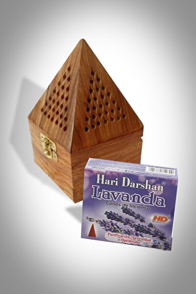 Okçu Ahşap Piramit Tütsülük Ve 10 Adet Konik Lavanta Tütsü