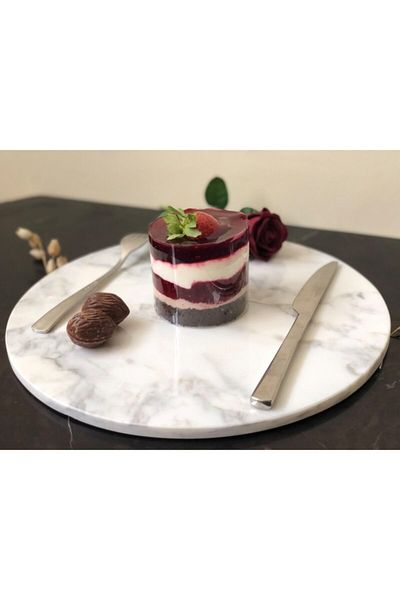 Modestmar صينية عرض رخامية بقطر دائري 28 سم