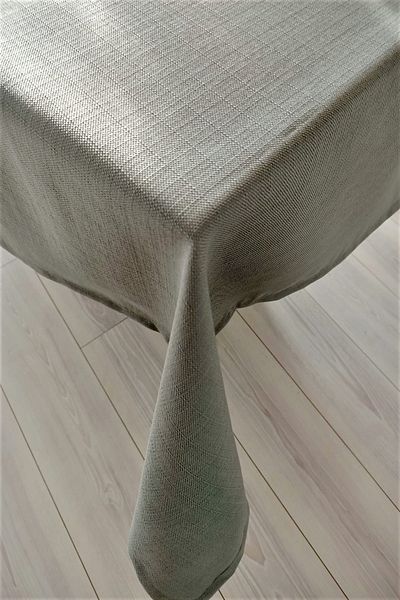 eno concept Linen Look Stain Resistant Gray Tablecloth