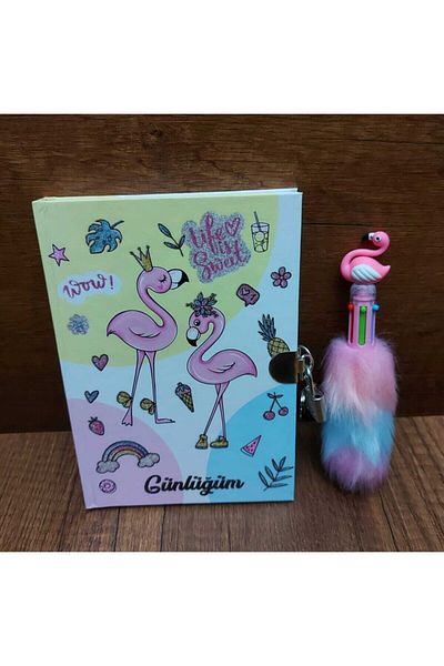 ÇİLEKHOME Çınar Gift Flamingo Blocare Suvenir și Jurnal + Pix Flamingo cu licență micro
