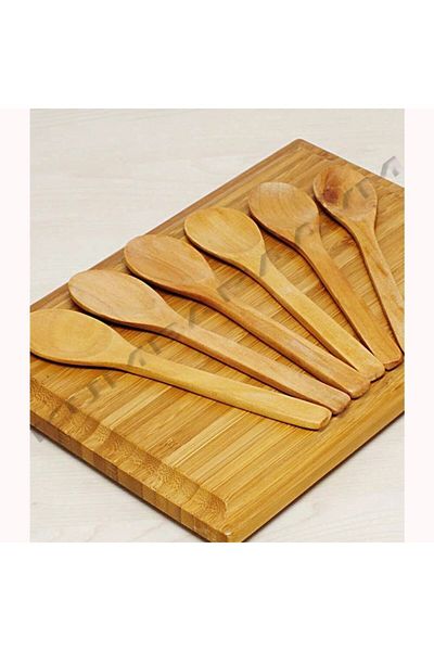 bimbambom Bamboo Wooden Spoon Set of 6, Sugar Bowl Spice Spoon, Honey Spoon