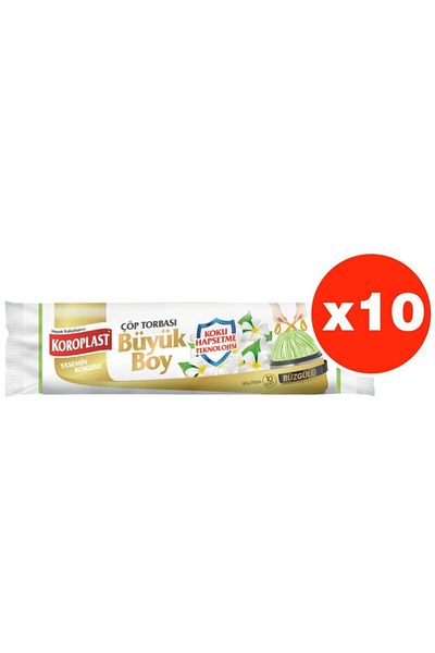 Koroplast Smell Confinement Jasmine Drawstring Large Size 10 Pieces Garbage Bags X 10 Pack (65×70 cm)