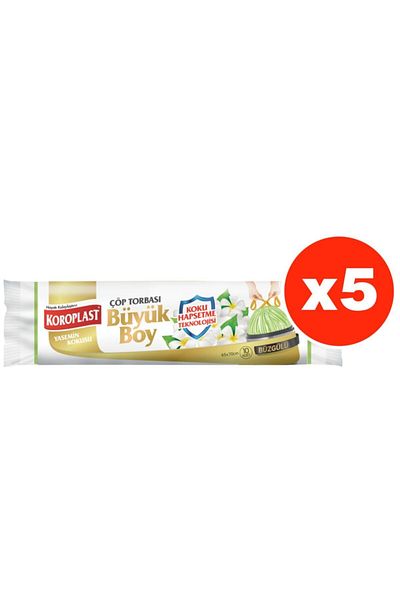 Koroplast Smell Confinement Jasmine Drawstring Large Size 10 Pieces Garbage Bags X 5 Pack (65*70 Cm)